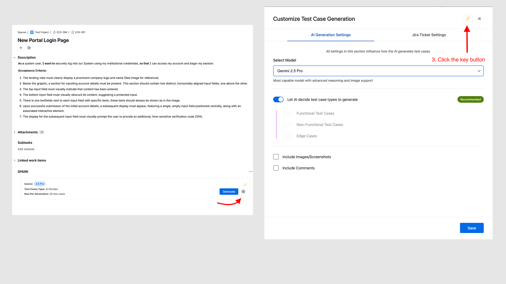 SPARK displaying yellow prompt for API key configuration with Configure API Key button